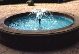 Foto vom plätschernden Brunnen vor dem Dommuseum