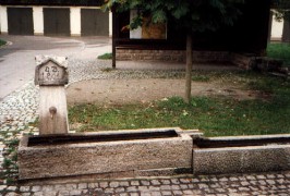Foto vom plätschernden Dorfbrunnen in Tauberzell